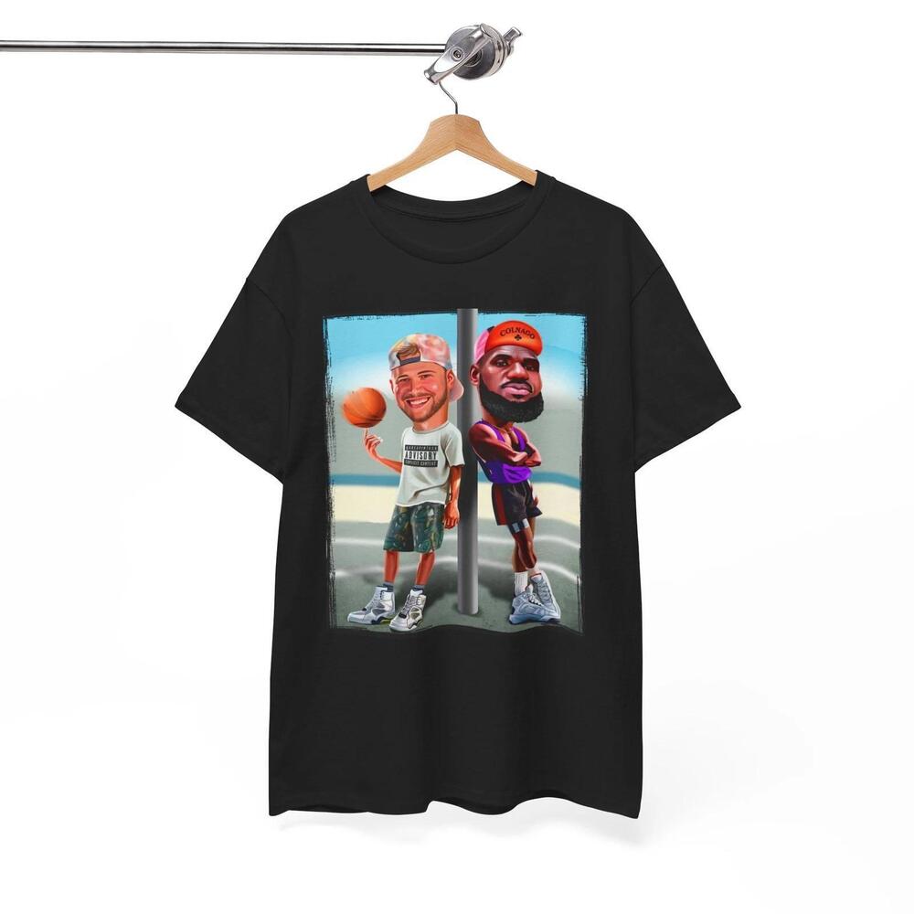 Mens Luka Doncic  Lebron James White Men Cant Jump T-Shirt Tee